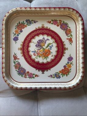 Daher floral Decorative Square Serving Tray - Vintage